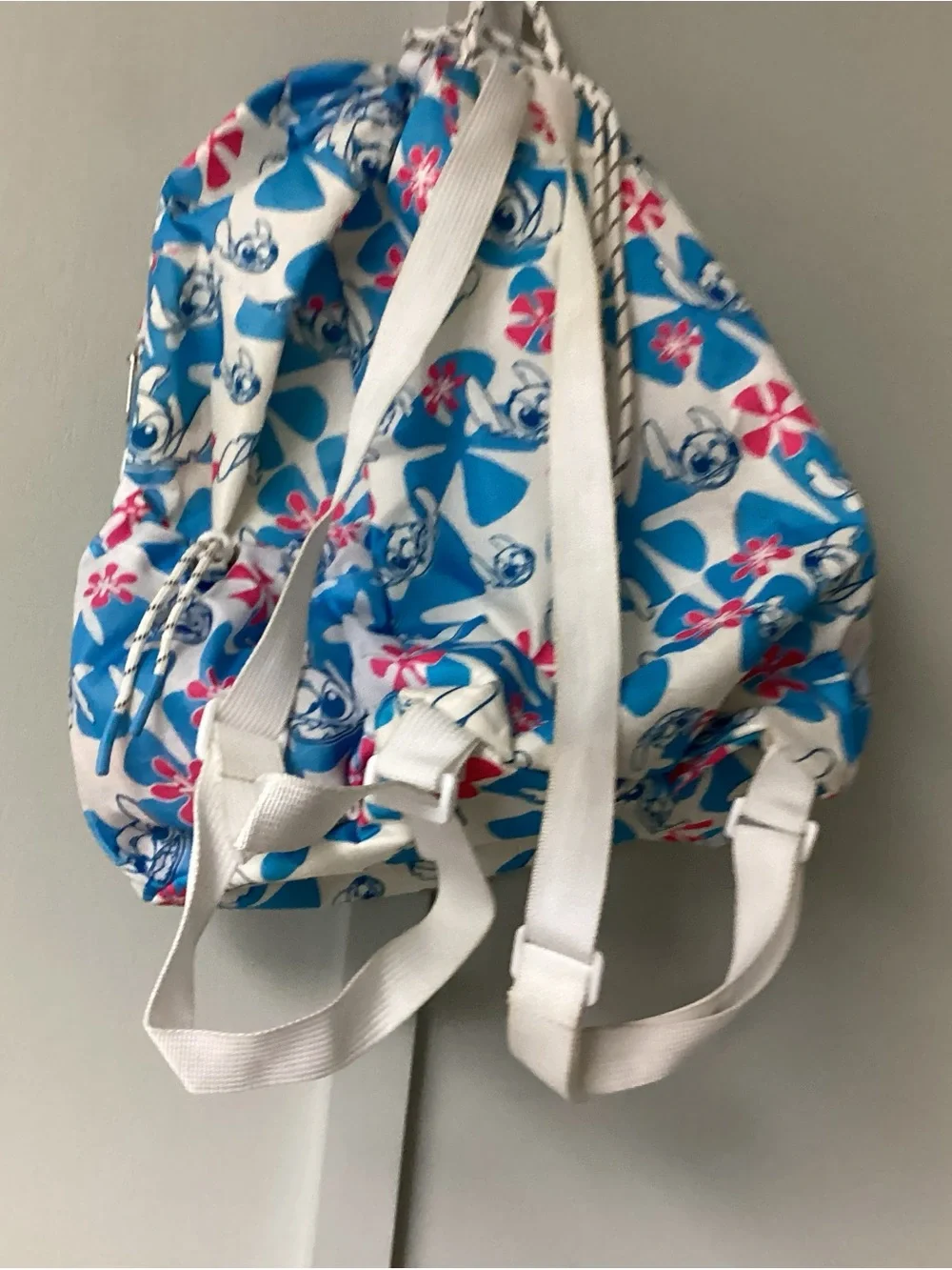 Blue & White Kids Backpack with Stitch Print Disney